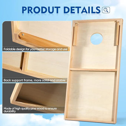 Cornhole Board Set, Regulation Size 4 x 2FT/3 x 2FT Solid Wood Corn Hole Game Set with 8 Bean Bags,2 Cornhole Boards and 1 Carry Bag for Outdoor Beach Toss Games Competitions
