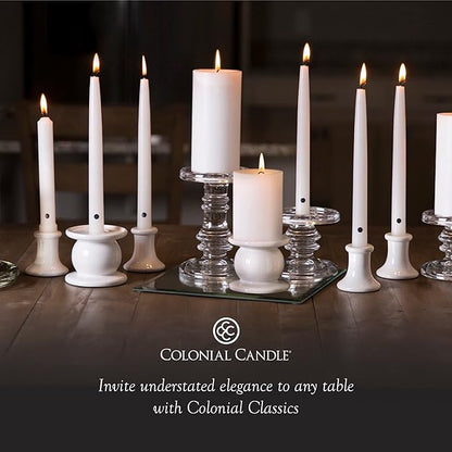Colonial Candle Unscented Taper Candle, Classic Collection, Limoncello, 8 in, Pack of 12 - Up to 6 Hours Burn