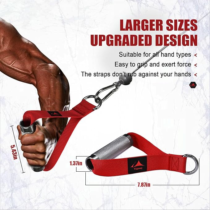 Heavy Duty Metal Workout Handles，Replacement Grip Attachments for Cable Machines, Resistance Bands, LAT Pulldown, Strength Exercise Home Gym & Commercial Fitness Equipment