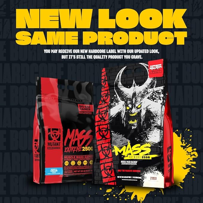 Mutant Mass Extreme Gainer ??Whey Protein Powder ??Build Muscle Size and Strength ??High Density Clean Calories (Cookies and Cream, 12 lbs)