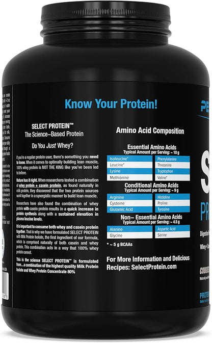 PEScience Select Protein Powder, Whey and Casein Blend, Clean Protein Powder for Women and Men, Low Calorie, Low Carb, Keto Friendly, Gluten Free - Cookies and Cream - 55 Servings