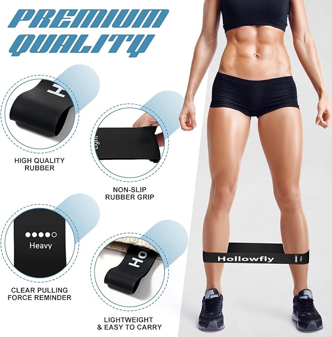 12 Pcs Latex Resistance Loop Exercise Bands for Booty Workout Stretch Exercise Bands Non Slip for Legs Squat Resistance Loop Women Men Starter Butt Hip Thigh Fitness