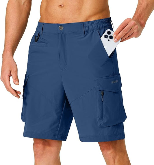 Men's Hiking Cargo Shorts Quick Dry Lightweight Travel Shorts with Multi Pockets for Fishing