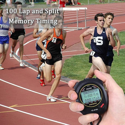 Stopwatch Timer Lap Split Digital Stopwatch with Clock Calendar Alarm, Large Display Stop Watch for Sports Kids Coaches Swimming Running