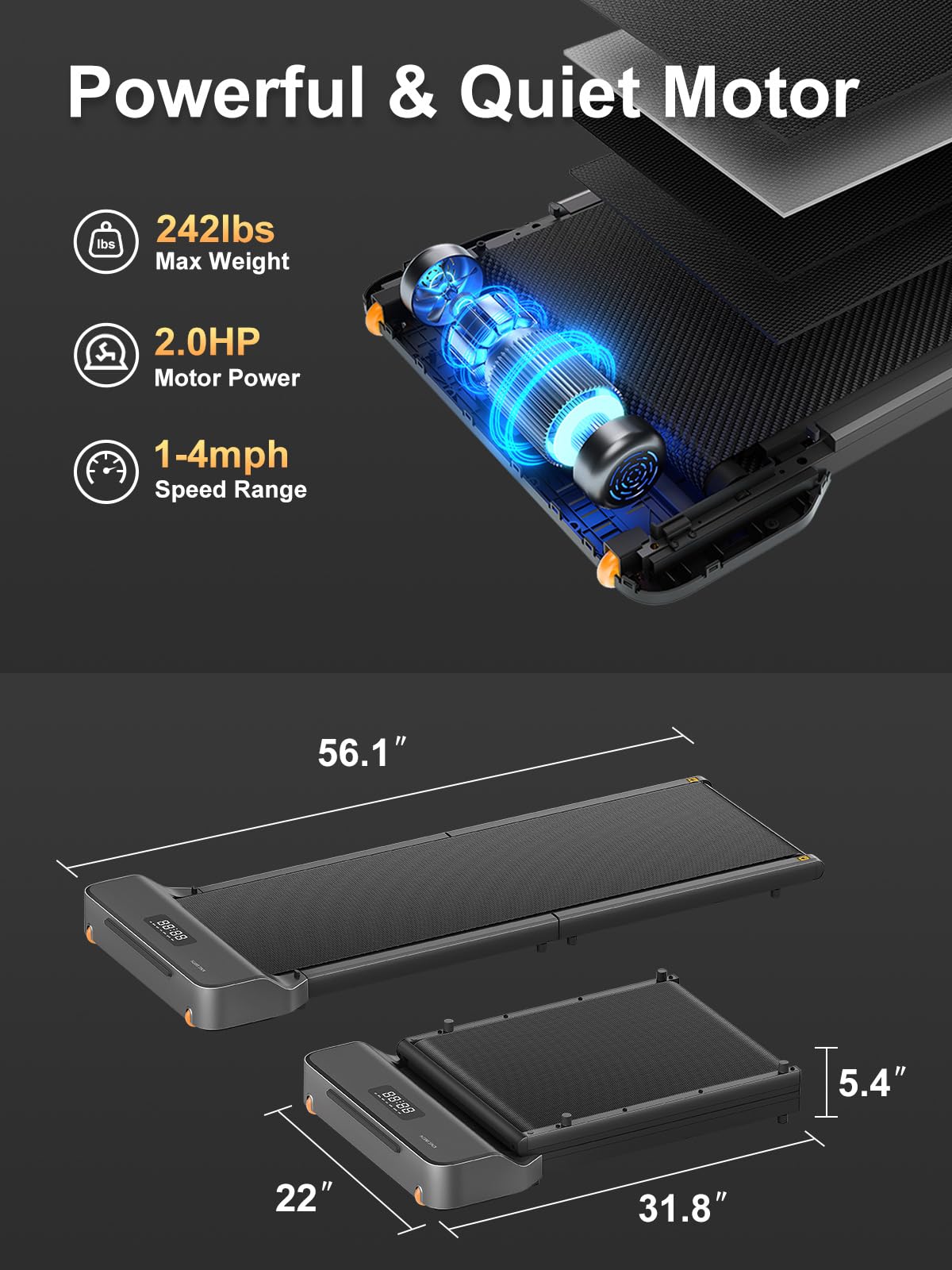 WalkingPad Z1 Foldable Walking Pad Treadmill, Under Desk Compact Design