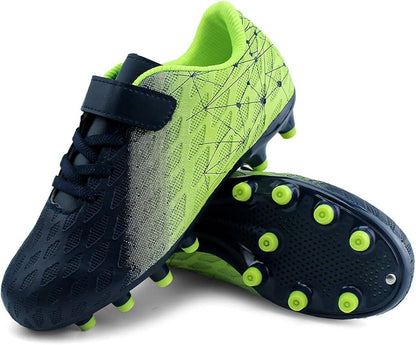 brooman Kids Firm Ground Soccer Cleats Boys Girls Athletic Outdoor Football Shoes