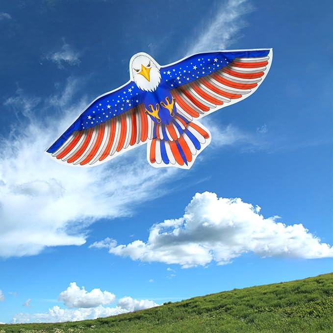 2 Pack Patriotic Eagle & Dragon Kite for Kids and Adults, Easy to Fly Huge Kites for Kids Ages 4-8 8-12 with 328FT String for Beach Trip Park Birthday Gift Family Outdoor Games and Activities
