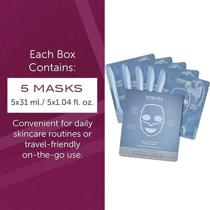111SKIN Cryo De-Puffing Energy Facial Mask - Fragrance Free - Tighten, De-Puff & Refresh - Peptides & Caffeine - Set of 5 (1 oz each) - Depuffing Face Mask