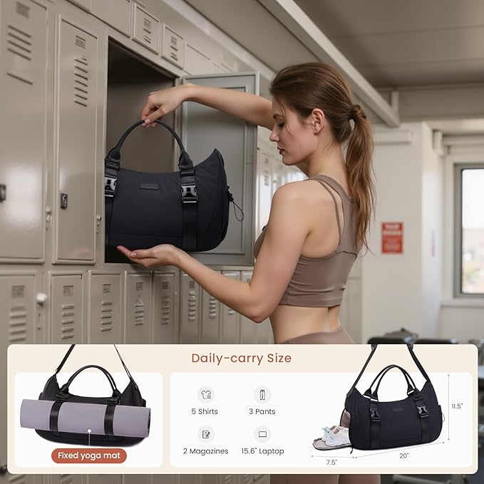 LOVEVOOK Gym Bag for Women Men, duffle bag for travel with shoe compartment, Small Gym Tote Dry Wet Separation, Multipurpose Weekender Overnight Bag, Lightweight Carry On Bag, Khaki Beige