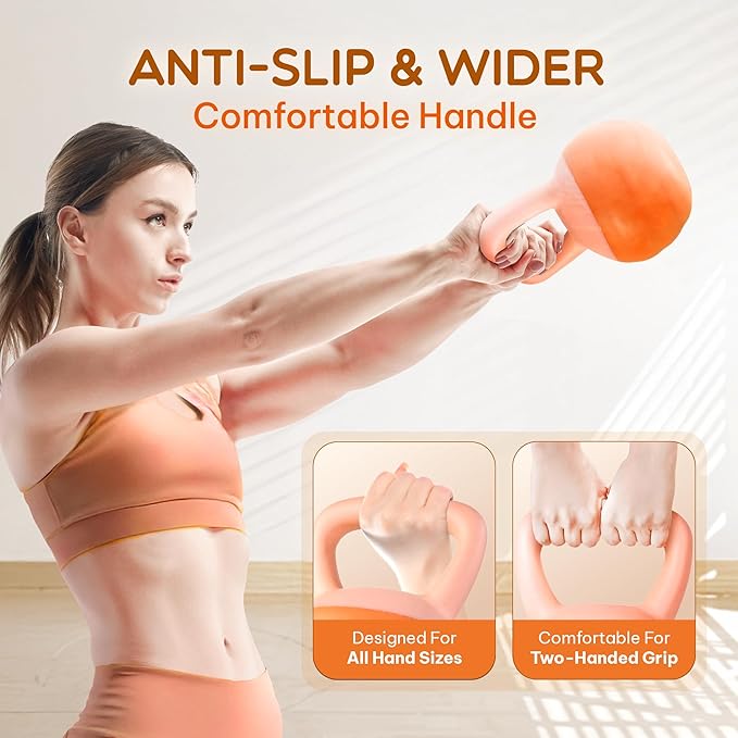 Yes4All Soft Kettlebell, PVC Kettlebells Exercise Weights & Color-Coded Strength Training Kettlebells with 4 Options (5,10,15,20lb), Gentle Hand Weights for Women at Home