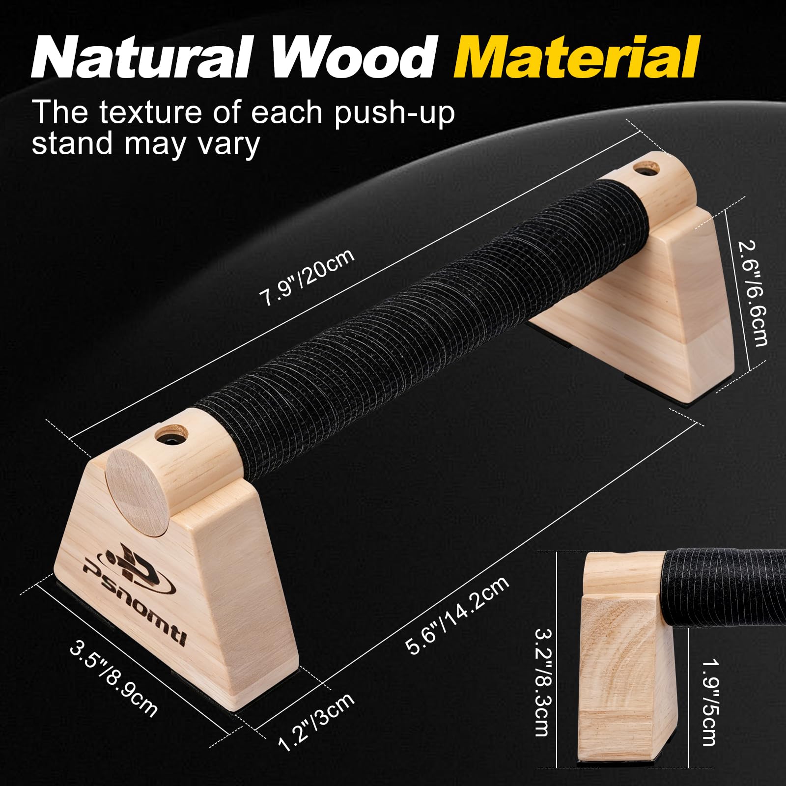 Push Up Bars, Wooden Parallettes Bars 2PCS, Calisthenics Equipment with Non-Slip Base, Perfect