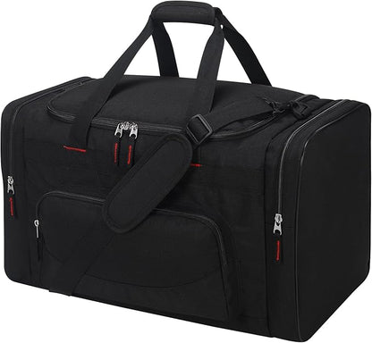 22 inch Gym Bag for Men - 55L Large Travel Duffle Bag Sports Equipment Bag with Multiple Zippered Pockets,Outdoor Workout Duffle Bag for Overnight Weekend - Black