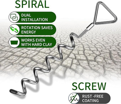 Trampoline Stakes Heavy Duty Trampoline Anchors Kit, Spiral Screw In Ground Anchors with Straps, Earth Anchors Earth Anchors Swing Set Anchors for Trampoline