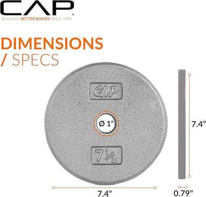CAP Barbell Standard 1-Inch Cast Iron Weight Plates - Singles & Sets | 1.25-50 lbs | Multiple Options