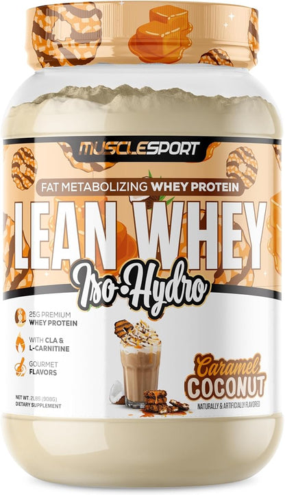 Musclesport Lean Whey Revolution??Protein Powder - Whey Protein Isolate - Low Calorie, Low Carb, Low Fat, Incredible Flavors - 25g Protein per Scoop (2LB, Coconut Caramel)