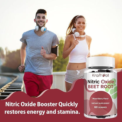 Beet Root Gummies 6000mg ??Nitric Oxide Booster with Grape Seed, Pomegranate, Vitamins C & B12 ??Nitric Oxide Supplements for Men ??Mixed Berry Flavor ??60 Gummies