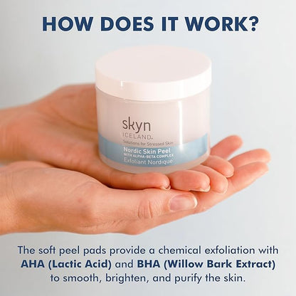 Skyn ICELAND Nordic Facial Peeling Pads With AHA and BHA. Exfoliating Toner for Breakout Prone Skin. 60 Pads