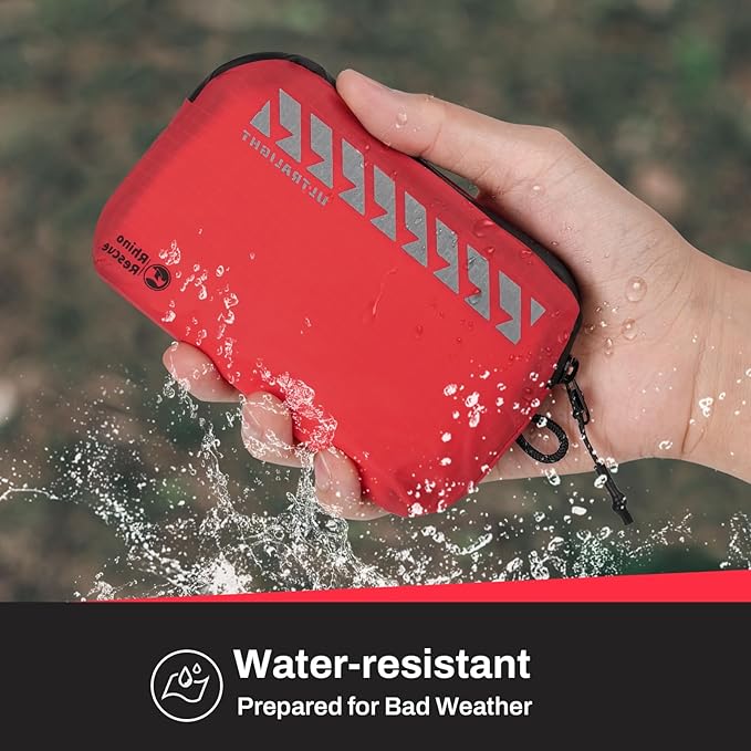 RHINO RESCUE EDC First Aid Kit for Travel, Mini Water-Resistant & Ultralight Portable Quick Search Emergency Med Kit for Car, Camping, Hiking,Cycling, Backpacking