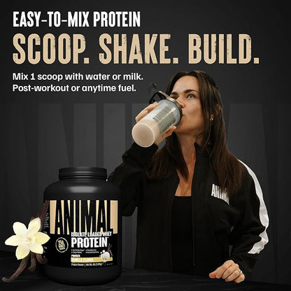 Animal Whey Isolate Protein Powder - Loaded for Pre & Post Workout Muscle Builder and Recovery with Digestive Enzymes for Men & Women - 25g Protein, Great Taste, Low Sugar - Vanilla 4 lbs