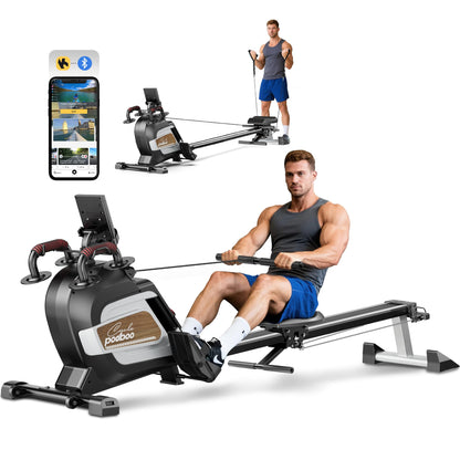 pooboo Rowing Machine for Home, Foldable Magnetic Rowing Machine