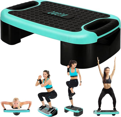 4-In-1 Aerobic Balance Board and Step Up Exercise Platform - Adjustable Multifunctional Balance Board Slant Board, Steppers for Exercise - Home Workout Non Slip Stepper Platform