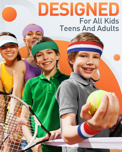 Tanluhu Sweatbands Sport Headbands for Men & Women,Terry Cloth Sweat Band for Tennis, Running