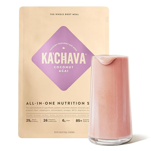 Ka?™Chava Whole Body Meal Shake Coconut Acai 2 lb ??Vegan Protein Powder with 85+ Superfoods &
