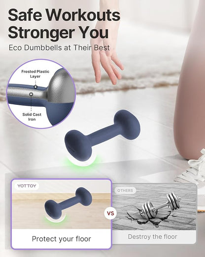 YOTTOY Weights Dumbbells Set for Women,2-15 Pound Dumbbells Set of 2, Non-Slip Hand Weights for Home Workouts, Portable Strength Training Neoprene dumbbells