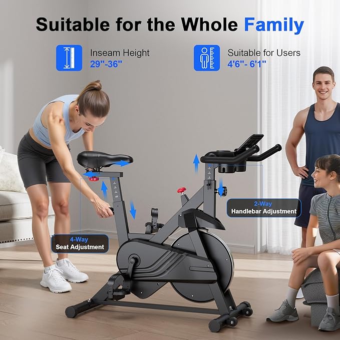 Superun Exercise Bike, Stationary Bikes for Home Gym with 32-Level Magnetic Resistance, 300LBS Capacity Indoor Cycling Bike with Comfortable Seat, LED Display