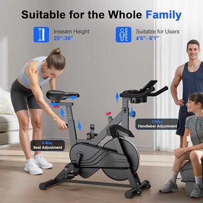 Superun Exercise Bike, Stationary Bikes for Home Gym with 32-Level Magnetic Resistance, 300LBS Capacity Indoor Cycling Bike with Comfortable Seat, LED Display