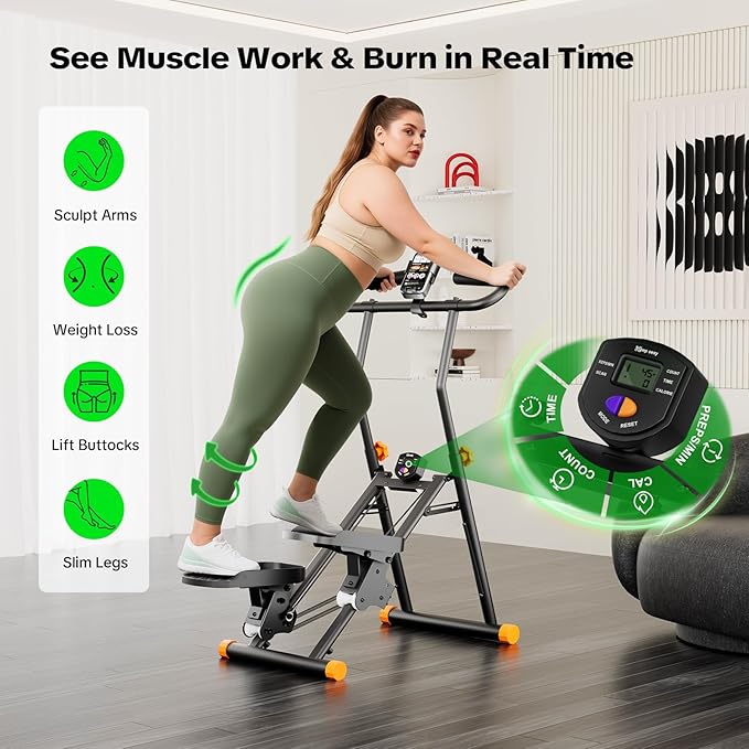 Stair Stepper for Home Gym, 2025 Upgrade Stair Climber w/ 3-Level Resistance & Height, Non-Slip Pedals, Digital Tracker & Phone Holder Home Exercise Machine for Women Men