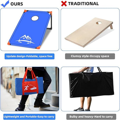 NZQXJXZ 3x2 ft Cornhole Board Set with 8 Bean Bags and Carrying Bag, Outdoor Toss Game Set for Kids and Adults, Portable Corn Hole Sets for Beach Lawn Backyard