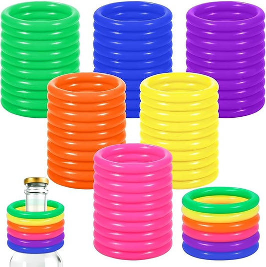 Aodaer 60 Pack Ring Toss Rings Plastic Carnival Rings 2.1 Inch for Carnival Party Favors Bottles