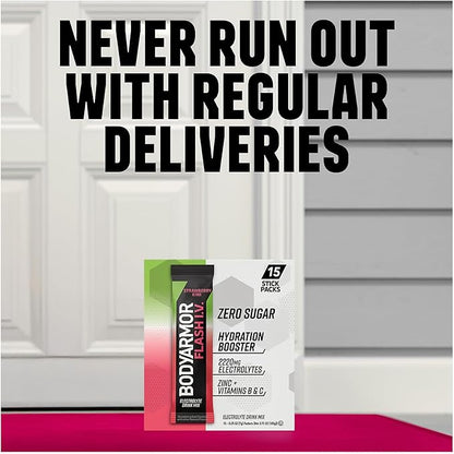 BODYARMOR Flash IV Electrolyte Packets, Lemon Lime - Zero Sugar Drink Mix, Single Serve Packs, Coconut Water Powder (6 Count)