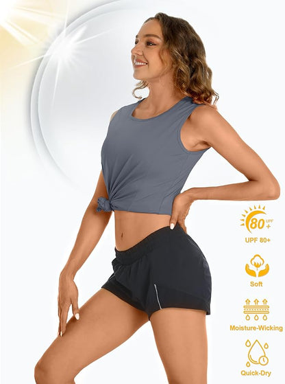TACVASEN Women's UPF 80+ Workout Tank Top Sleeveless Quick Dry Sun Protection Hiking Athletic Gym Yoga Running Shirts