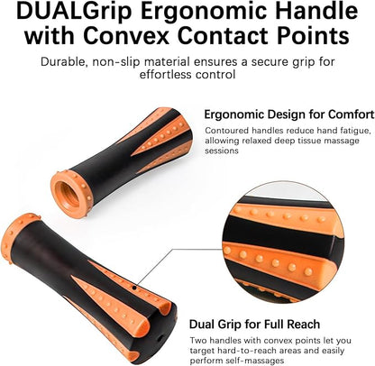 Muscle Roller Stick for Athletes -Roller Massager for Myofascial Pain Relief - Handheld Physical Therapy & Recovery Tool(Orange black-18 inch)