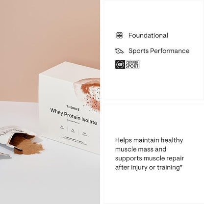 THORNE - Whey Protein Isolate - 21 Grams of Easy-to-Digest Whey Protein Powder - NSF Certified for Sport - Chocolate - 14.79 Ounces - 14 Packets