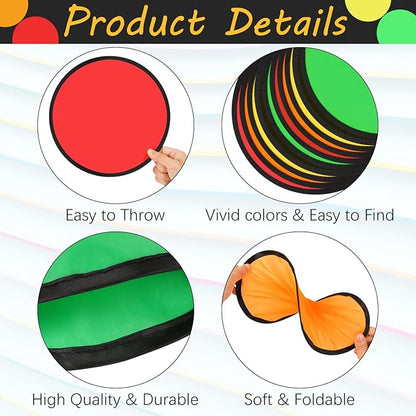 10 PCS Foldable Flying Disc Fans Set with Bag Folding Pocket Beach Flying Disc for Party Favors Summer Outdoor Activity