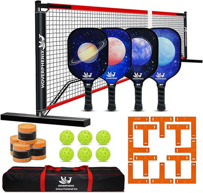Pickleball Net for Driveway, Portable Pickleball Net System with Regualtion Size 22FT Pickle Ball Net, Outdoor Pickleballs, Carry Bag, Weather Resistant Metal Frame