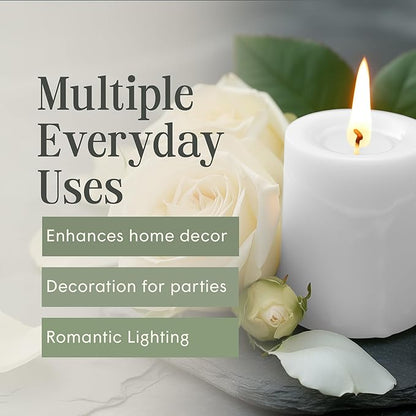 Mister Candle Dripless Unscented Pillar Candles, Set of 3 Hand Poured Solid Color Non-Scented Candles for Home Decor, Premium Wax, 60 Hr Burn Time - 3x4 Inch, White