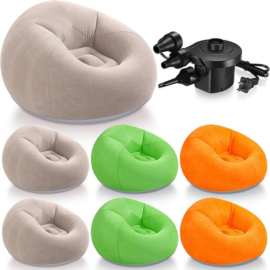 Realspring 6 Pcs Bean Bag Chairs for Adults Inflatable Chairs with Electric Air Pump,Blow up Couch