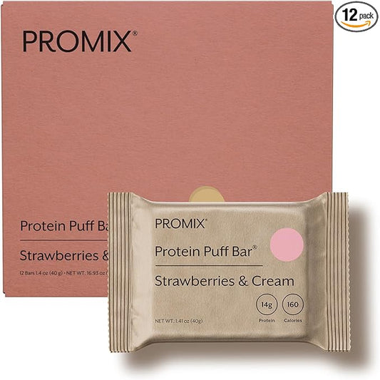 ProMix Nutrition Whey Protein Isolate Puff Bar, Low Carb Healthy Snack with Egg Whites - Grass