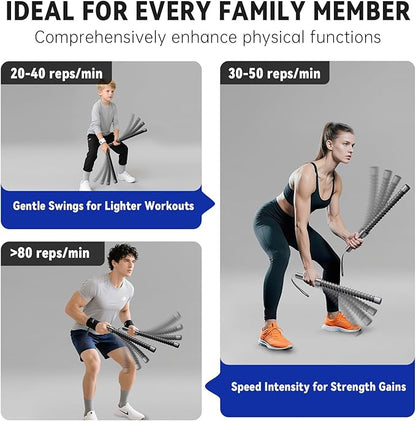 2Pcs Ropeless Battle Ropes for Men & Women - Portable Home Gym Workout Ropes for HIIT, Cardio Training & Strength Exercises (20.63" Compact Design)