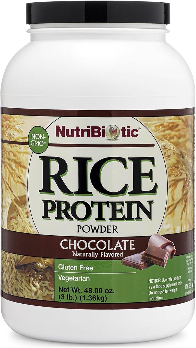 NutriBiotic ??Chocolate Rice Protein, 3 Lb (1.36kg) | Low Carb, Vegetarian & Keto-Friendly Raw Protein Powder | Grown & Processed Without Chemicals, GMOs or Gluten | Easy to Digest & Nutrient-Rich