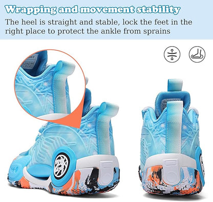 JMFCHI Kids Basketball Shoes High-top Sports Shoes Sneakers Durable Lace-up Non-Slip Running Shoes Secure for Little Kids Big Kids and Boys Girls