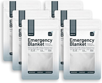 Altland 6 Pack of Emergency Blankets - Heat Reflective Blankets for Winter Survival Kits, Disaster Preparedness, Cold Weather Camping, and Homeless Care Packages