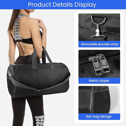C&F BOGMOST Small Gym Bag for Travel & Duffel - 17 Inch Lightweight Carry On Bag for Men & Women, Mini Duffel Bag,Perfect for Sports, Weekend Trips, and Overnight Stays, Beige