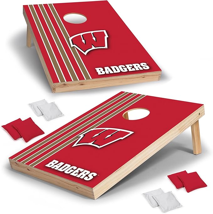 2' x 3' Solid Wood Cornhole Set with Direct Print HD Team Graphics – Great Gift for Any NCAA Fan! Bean Bag Toss Family Outdoor Games