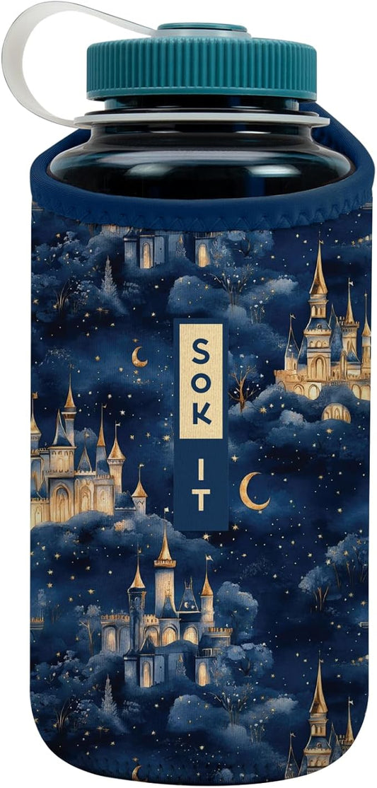 Sok It BotlSok Water Bottle Sleeve Insulated Neoprene Cover (Castle in the Sky, Fits 32oz Nalgene)