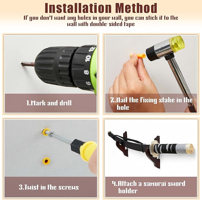 Chunful 2 Pcs Sword Wall Mount Sword Holder Katana Stand 1 Tier Hanger Adjustable Wooden Mounts for Samurai(5.91 x 2.76 x 1.38 Inches,Reddish Brown)